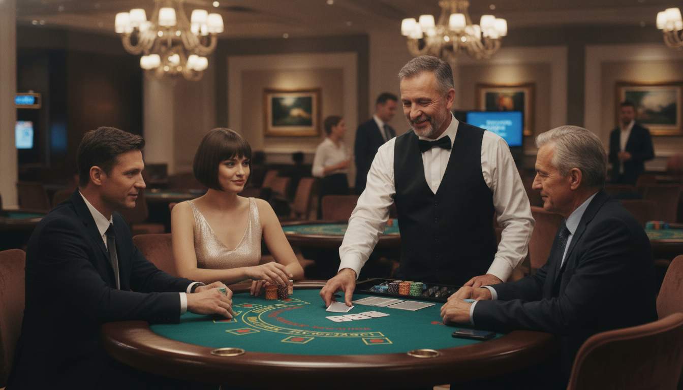 Mesa de blackjack en un casino en vivo
